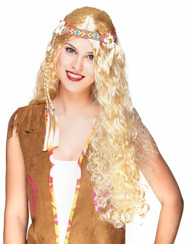 Lange Hippie-Perücke in Blond für Damen - Blond von DEGUISE TOI