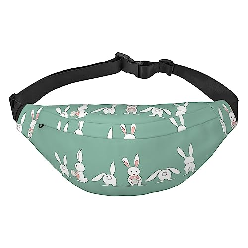 Bauchtasche mit Osterhasen-Motiv für Damen und Herren, leicht, verstellbar, Umhängetasche, Reisegürteltasche für Workout, Laufen, Schwarz , Einheitsgröße von DEHIWI