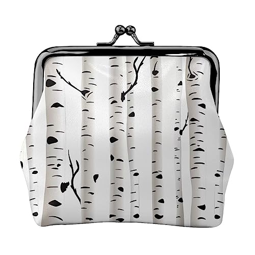 Birch Tree Damen Geldbörse Schnalle Münzbörsen Kiss-Lock Kleingeldbeutel Geschenk für Frauen Mädchen, Schwarz , Einheitsgröße, modisch von DEHIWI