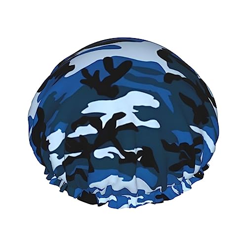 Blaue Camo Duschhaube Wiederverwendbare Wasserdichte Bad Haar Kappe Schönheitssalon Spa Caps Haar Bad Kappen Für Frauen Mädchen Alle Haare von DEHIWI