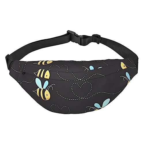 Bumble Bees Bauchtaschen für Damen und Herren, leicht, verstellbar, Umhängetasche, Reise-Gürteltasche für Workout, Laufen, Schwarz , Einheitsgröße von DEHIWI