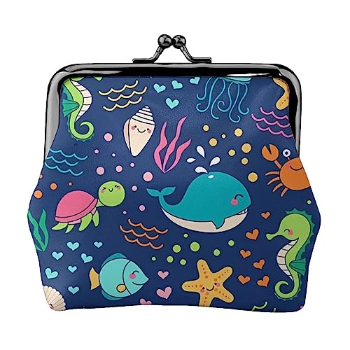 Cartoon Sea Fish Damen Geldbörse Schnalle Münze Geldbörsen Kiss-Lock Kleingeldbeutel Geschenk Für Frauen Mädchen, Schwarz , Einheitsgröße, modisch von DEHIWI