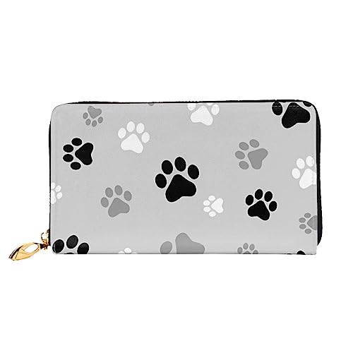 DEHIWI Animal Paw Prints Leder Reißverschluss um Brieftasche Frauen Clutch Geldbörse Reise Kartenhalter Tasche Geschenk, Schwarz , Einheitsgröße von DEHIWI