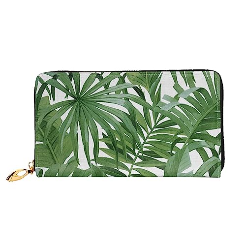 DEHIWI Blatt Muster Leder Reißverschluss um Brieftasche Frauen Clutch Geldbörse Reise Karte Halter Tasche Geschenk, Schwarz , Einheitsgröße von DEHIWI