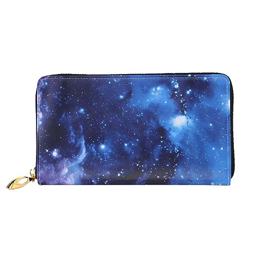 DEHIWI Blaue Galaxie Leder Reißverschluss um Brieftasche Frauen Clutch Geldbörse Reise Kartenhalter Tasche Geschenk, Schwarz , Einheitsgröße von DEHIWI