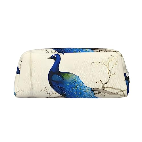 DEHIWI Blauer Pfau Bleistift Stift Fall Wasserdicht Nette Leder Bleistift Tasche Reise Kosmetik Make-up Tasche Organizer Stifthalter Für Büro Make-up, blau, Einheitsgröße, Reisen von DEHIWI