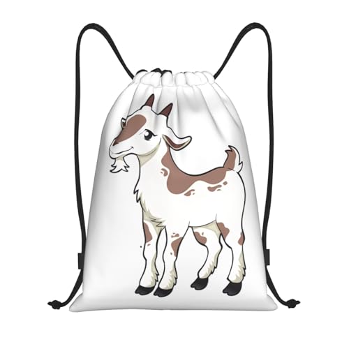 DEHIWI Braune Ziege Kordelzug Tasche Rucksack Schwimmen Tasche Frauen Trainer Tasche String Bag Für Gym Reisen, Schwarz , M von DEHIWI
