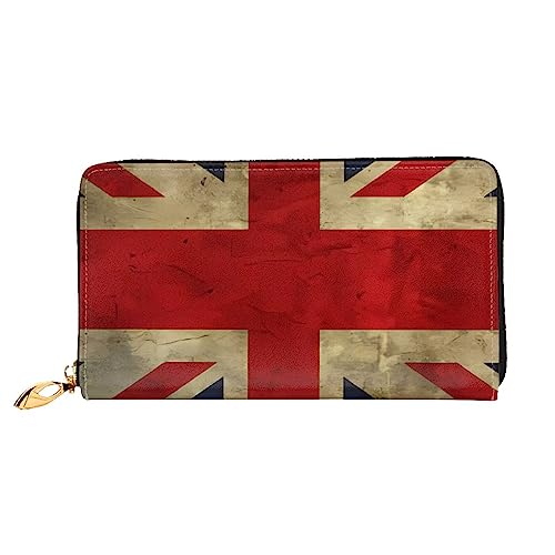 DEHIWI Britische Flagge Leder Reißverschluss um Brieftasche Frauen Clutch Geldbörse Reise Kartenhalter Tasche Geschenk, Schwarz , Einheitsgröße von DEHIWI