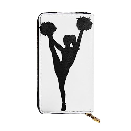 DEHIWI Cheerleader Damen-Clutch-Tasche aus Leder, lang, mit Reißverschluss, Reise-Geldbörse, Kreditkartenetui, Schwarz , Einheitsgröße von DEHIWI
