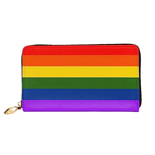 DEHIWI Damen-Clutch-Tasche mit Regenbogen-Flagge, Leder, lang, mit Reißverschluss, Reise-Geldbörse, Kreditkartenetui, Schwarz , Einheitsgröße von DEHIWI