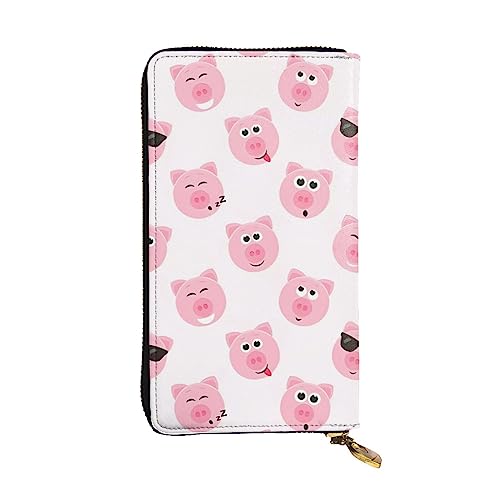 DEHIWI Damen-Clutch-Tasche mit lustigem Schweinegesicht, Leder, lang, mit Reißverschluss, Reise-Geldbörse, Kreditkartenetui, rose, Einheitsgröße von DEHIWI