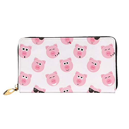 DEHIWI Damen-Clutch-Tasche mit lustigem Schweinegesicht, Leder, lang, mit Reißverschluss, Reise-Geldbörse, Kreditkartenetui, rose, Einheitsgröße von DEHIWI