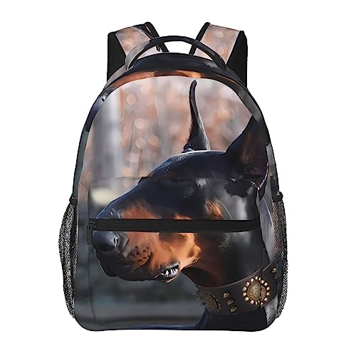 DEHIWI Doberman Lässiger Rucksack, leichter Reise-Tagesrucksack, Laptop-Rucksack für Damen und Herren, Schwarz , One size von DEHIWI