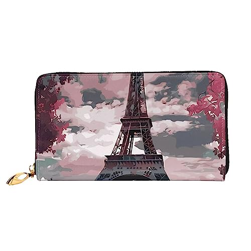 DEHIWI Eiffelturm Leder Reißverschluss um Brieftasche Frauen Clutch Geldbörse Reise Kartenhalter Tasche Geschenk, Schwarz , Einheitsgröße von DEHIWI