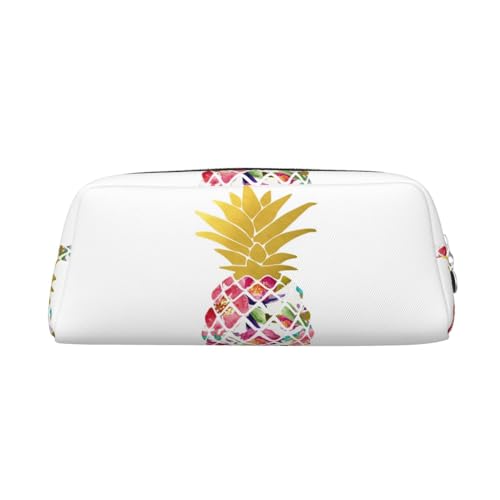 DEHIWI Federmäppchen, Aquarell-Ananas-Stifttasche, wasserdicht, niedlich, Leder, für Reisen, Kosmetik, Make-up-Tasche, Organizer, Stifthalter für Büro Make-up, silber, Einheitsgröße, Taschen-Organizer von DEHIWI