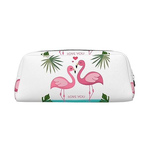 DEHIWI Federmäppchen, Palmblatt und Flamingos, Pärchen, wasserdicht, niedlich, Leder, Federmäppchen, Reisen, Kosmetik, Make-up-Tasche, Organizer, Stifthalter für Büro Make-up, silber, Einheitsgröße, von DEHIWI