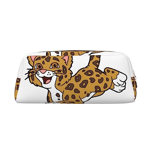 DEHIWI Federmäppchen, niedliches Jaguar-Baby-Federmäppchen, wasserdicht, niedliches Leder, für Reisen, Kosmetik, Make-up-Tasche, Organizer, Stifthalter für Büro Make-up, gold, Einheitsgröße, von DEHIWI