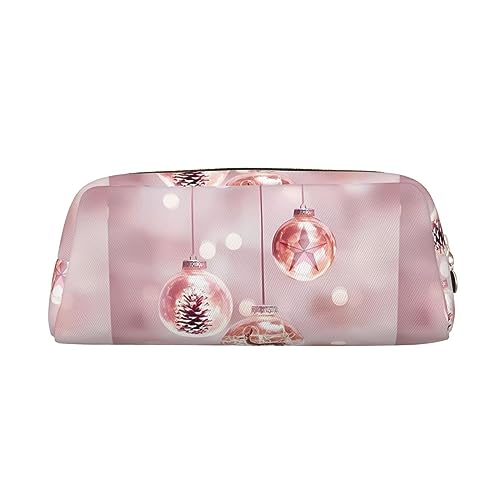 DEHIWI Federmäppchen, rosa Weihnachtskugel, 1 Stifttasche, wasserdicht, niedliches Leder, Bleistifttasche, Reise-Kosmetiktasche, Organizer, Stifthalter für Büro Make-up, gold, Einheitsgröße, von DEHIWI