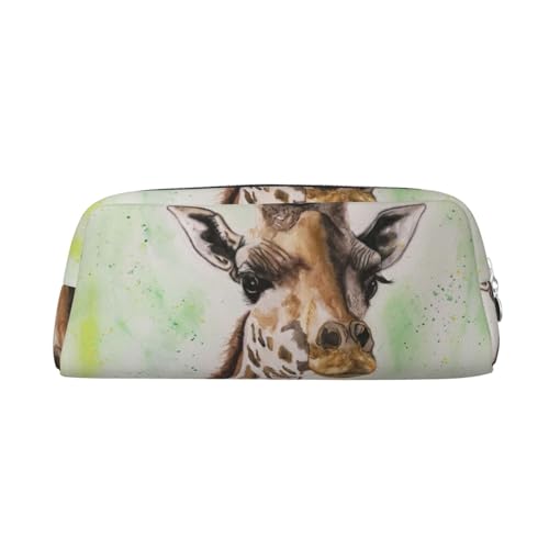 DEHIWI Federmäppchen Aquarell Baby Giraffe Stifttasche Wasserdicht Niedlich Leder Bleistift Tasche Reise Kosmetik Make-up Tasche Organizer Stifthalter für Büro Make-up, silber, Einheitsgröße, von DEHIWI