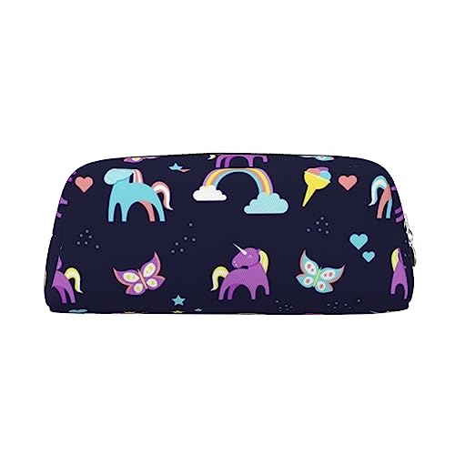 DEHIWI Federmäppchen Einhorn Pegasus Regenbogen Schmetterling Stifttasche Wasserdicht Niedlich Leder Bleistift Tasche Reise Kosmetik Make-up Tasche Organizer Stifthalter für Büro Make-up, silber, von DEHIWI