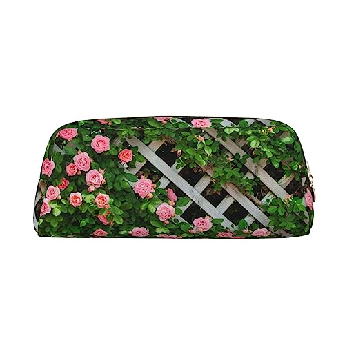 DEHIWI Federmäppchen Frühling Blumen Grün Blatt Zaun Stifttasche Wasserdicht Niedlich Leder Bleistift Tasche Reise Kosmetik Make-up Tasche Organizer Stifthalter für Büro Make-up, gold, Einheitsgröße, von DEHIWI