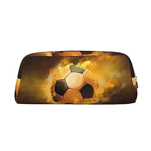 DEHIWI Federmäppchen Fußball Fußball Stift Tasche Wasserdicht Niedlich Leder Bleistift Tasche Reise Kosmetik Make-up Tasche Organizer Stifthalter für Büro Make-up, gold, Einheitsgröße, von DEHIWI