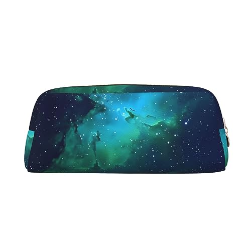 DEHIWI Federmäppchen Galaxy Grün Stifttasche Wasserdicht Niedlich Leder Bleistift Tasche Reise Kosmetik Make-up Tasche Organizer Stifthalter für Büro Make-up, gold, Einheitsgröße, Taschen-Organizer von DEHIWI