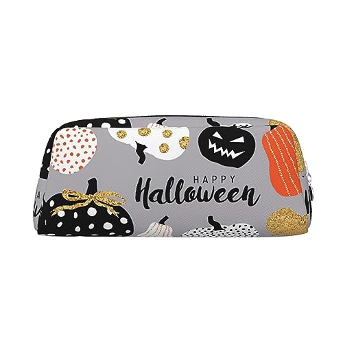 DEHIWI Federmäppchen Happy-Halloween-Day-Trick-or-Treat Stifttasche Wasserdicht Niedlich Leder Bleistift Tasche Reise Kosmetik Make-up Tasche Organizer Stifthalter für Büro Make-up, silber, von DEHIWI