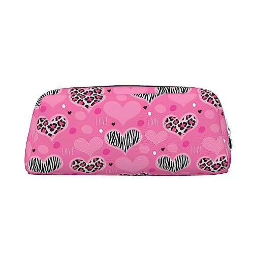 DEHIWI Federmäppchen Rosa Liebe Herz Stifttasche Wasserdicht Niedlich Leder Bleistift Tasche Reise Kosmetik Make-up Tasche Organizer Stifthalter für Büro Make-up, silber, Einheitsgröße, von DEHIWI