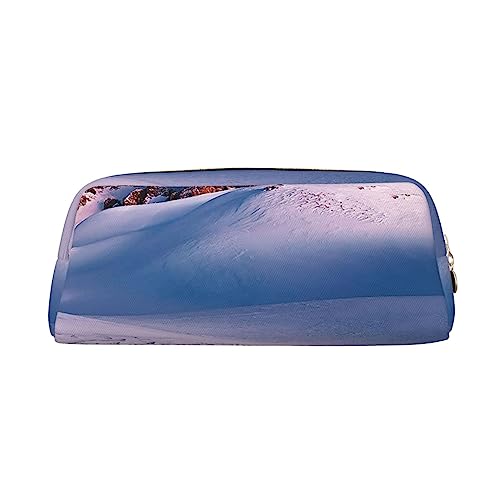 DEHIWI Federmäppchen Schneelandschaft Stifttasche Wasserdicht Niedlich Leder Bleistift Tasche Reise Kosmetik Make-up Tasche Organizer Stifthalter für Büro Make-up, gold, Einheitsgröße, von DEHIWI