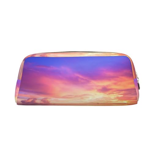 DEHIWI Federmäppchen See The Sunset in Miami Stifttasche Wasserdicht Niedlich Leder Bleistift Tasche Reise Kosmetik Make-up Tasche Organizer Stifthalter für Büro Make-up, gold, Einheitsgröße, von DEHIWI