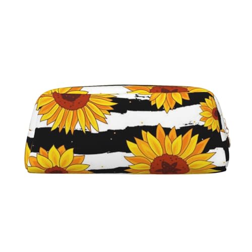 DEHIWI Federmäppchen Sonnenblumen Stifttasche Wasserdicht Niedlich Leder Bleistift Tasche Reise Kosmetik Make-up Tasche Organizer Stifthalter für Büro Make-up, gold, Einheitsgröße, Taschen-Organizer von DEHIWI