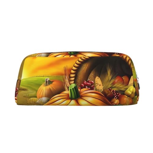 DEHIWI Federmäppchen Thanksgiving Day Kürbis Stifttasche Wasserdicht Niedlich Leder Bleistift Tasche Reise Kosmetik Make-up Tasche Organizer Stifthalter für Büro Make-up, silber, Einheitsgröße, von DEHIWI