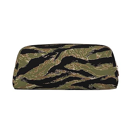 DEHIWI Federmäppchen Tiger Streifen Camo Stifttasche Wasserdicht Niedlich Leder Bleistift Tasche Reise Kosmetik Make-up Tasche Organizer Stifthalter für Büro Make-up, gold, Einheitsgröße, von DEHIWI