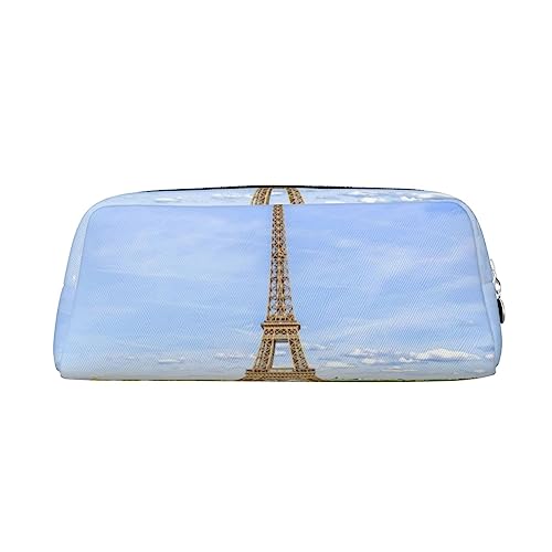 DEHIWI Federmäppchen Tower Paris Stifttasche Wasserdicht Niedlich Leder Bleistift Tasche Reise Kosmetik Make-up Tasche Organizer Stifthalter für Büro Make-up, silber, Einheitsgröße, Taschen-Organizer von DEHIWI