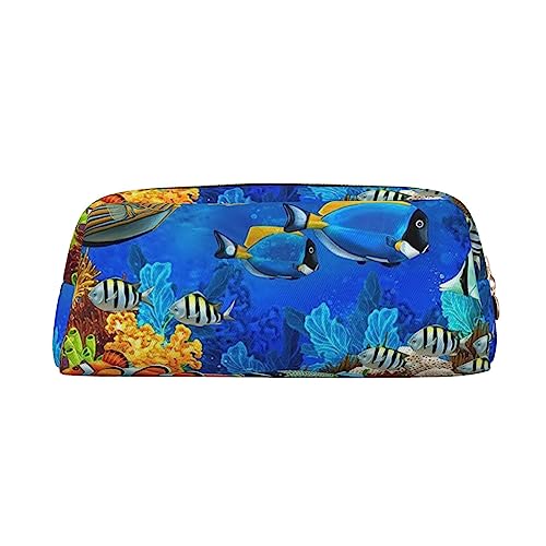 DEHIWI Federmäppchen Unterwasserwelt Cartoon Fisch Stift Tasche Wasserdicht Niedlich Leder Bleistift Tasche Reise Kosmetik Make-up Tasche Organizer Stifthalter für Büro Make-up, gold, Einheitsgröße, von DEHIWI