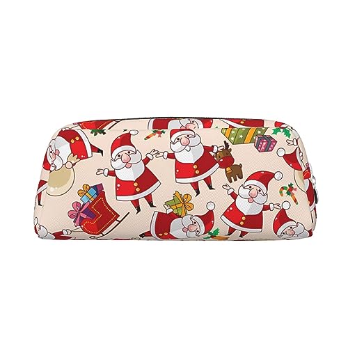 DEHIWI Federmäppchen Weihnachten Cartoon Weihnachtsmann Stifttasche Wasserdicht Niedlich Leder Bleistift Tasche Reise Kosmetik Make-up Tasche Organizer Stifthalter für Büro Make-up, silber, von DEHIWI