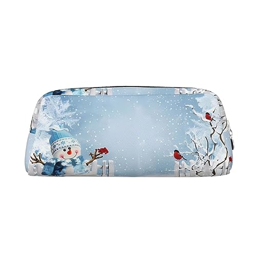 DEHIWI Federmäppchen Weihnachten Schneemann Stifttasche Wasserdicht Niedlich Leder Bleistift Tasche Reise Kosmetik Make-up Tasche Organizer Stifthalter für Büro Make-up, silber, Einheitsgröße, von DEHIWI