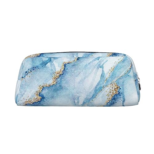 DEHIWI Federmäppchen Weiß Blau Marmor Stifttasche Wasserdicht Niedlich Leder Bleistift Tasche Reise Kosmetik Make-up Tasche Organizer Stifthalter für Büro Make-up, silber, Einheitsgröße, von DEHIWI