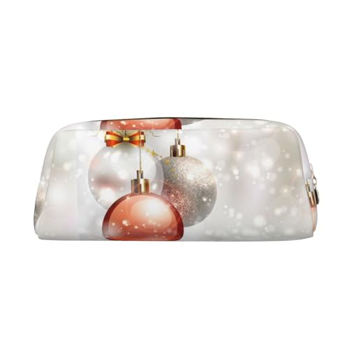 DEHIWI Federmäppchen mit Weihnachtsbällen, wasserdicht, niedliches Leder, für Reisen, Kosmetik, Make-up-Tasche, Organizer, Stifthalter für Büro, Make-up, gold, Einheitsgröße, Taschen-Organizer von DEHIWI