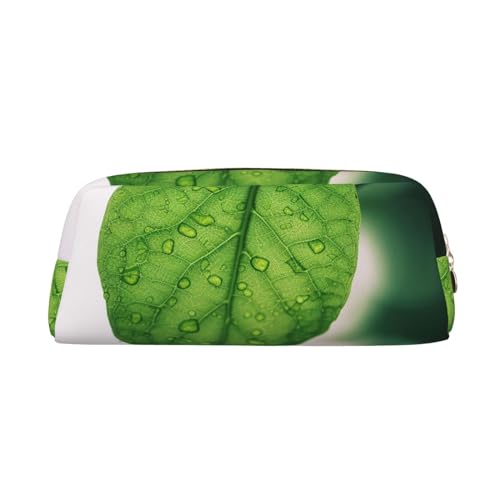DEHIWI Federmäppchen mit grünen Blättern, wasserdichtes Leder-Federmäppchen, Reise-Aufbewahrungstasche, Stifthalter für Arbeit, Büro, Make-up, gold, Einheitsgröße von DEHIWI
