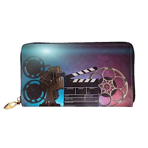 DEHIWI Filme Clapperboard Leder Reißverschluss Rund Brieftasche Frauen Clutch Geldbörse Reise Karte Halter Tasche Geschenk, Schwarz , Einheitsgröße von DEHIWI