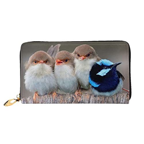 DEHIWI Four Birds Ledergeldbörse mit Reißverschluss für Damen, Clutch, Reisekartenhalter, Geschenk, Schwarz , Einheitsgröße von DEHIWI