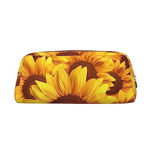 DEHIWI Gelbe Sonnenblume Bleistift Stift Fall Wasserdicht Nette Leder Bleistift Tasche Reise Kosmetik Make-up Tasche Organizer Stifthalter Für Büro Make-up, gelb, Einheitsgröße, Reisen von DEHIWI