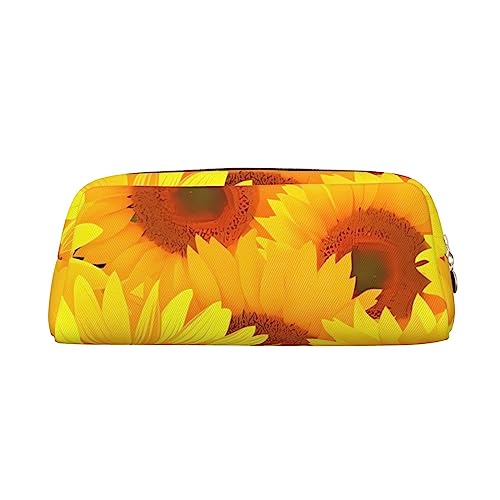 DEHIWI Gelbe Sonnenblume Bleistift Stift Fall Wasserdicht Nette Leder Bleistift Tasche Reise Kosmetik Make-up Tasche Organizer Stifthalter Für Büro Make-up, gelb, Einheitsgröße, Reisen von DEHIWI