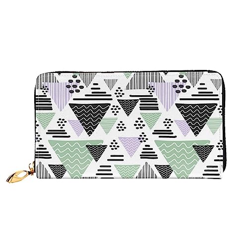 DEHIWI Geometrische Dreieck Leder Reißverschluss Rund Brieftasche Frauen Clutch Geldbörse Reise Kartenhalter Tasche Geschenk, Schwarz , Einheitsgröße von DEHIWI