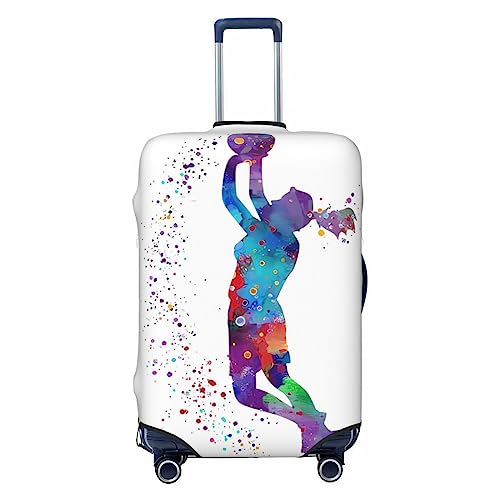 DEHIWI Gepäckabdeckung mit Basketball-Mädchen-Motiv, staubdicht, mit Reißverschluss, passend für 45,7-81,3 cm Gepäck, Schwarz , S von DEHIWI