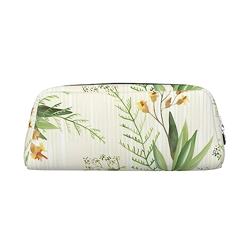 DEHIWI Grüne gestreifte gelbe Blume Bleistift Stift Fall Wasserdicht Nette Leder Bleistift Beutel Reise Kosmetik Make-up Tasche Organizer Stifthalter Für Büro Make-up, Grün, Gelb, Einheitsgröße, von DEHIWI