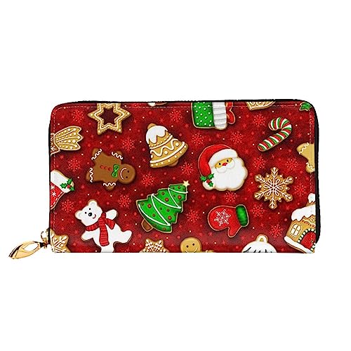 DEHIWI Happy Christmas Leder Reißverschluss um Brieftasche Frauen Clutch Geldbörse Reise Kartenhalter Tasche Geschenk, Schwarz , Einheitsgröße von DEHIWI