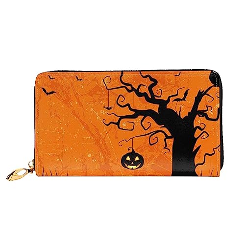 DEHIWI Happy Halloween Party Leder Reißverschluss um Brieftasche Frauen Clutch Geldbörse Reise Kartenhalter Tasche Geschenk, Schwarz , Einheitsgröße von DEHIWI